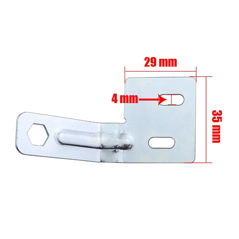 Side view of Six Pack Bifold Door Surface Aligner Hardware Kit in Carbon Steel with Galvanised Finish 6.38x3.5 cm showing dimensions.