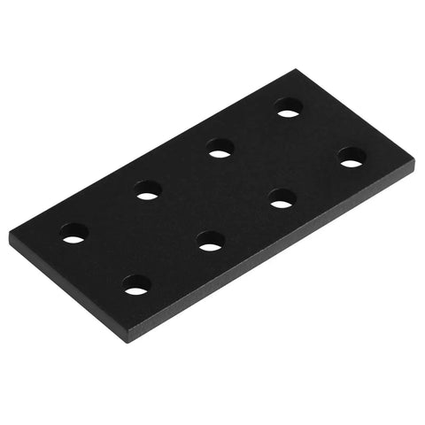 Flat joining plate for T-slot aluminum, black, with eight holes, part of Ten Pack Flat Joining Plates for 2020 and 2040 T Slot Aluminum Profiles.
