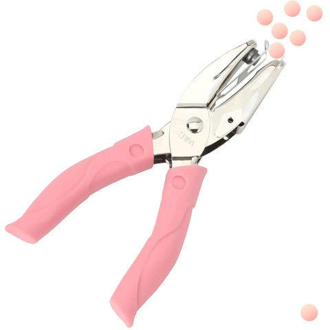 1/4 Inch Circle Hole Punch Handheld Paper Punch With Grip Handle for Easy Crafts, pink ergonomic grip, punches paper circles