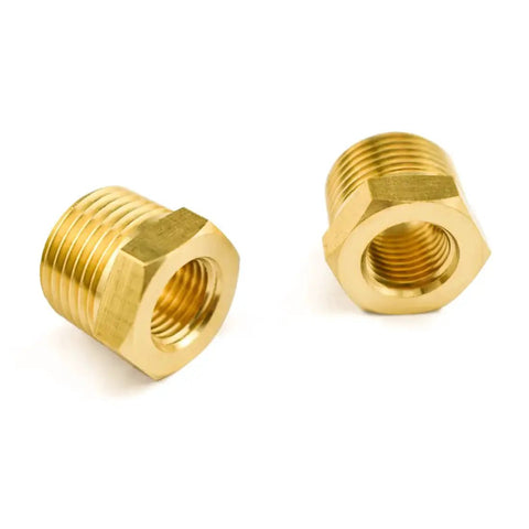 Two Pack Brass Bushing Reducer Adapter One Half Inch NPT Male To One Quarter Inch NPT Female Pipe Fittings For Plumbing Use In Wet Environments
