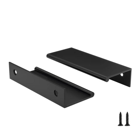 10 Pack Black Edge Finger Pull Cabinet Handles 3 Inch Aluminum Alloy Dresser And Drawer Pulls, screws included