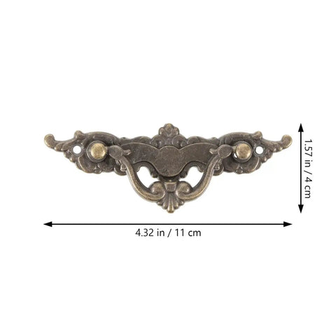 Front view of Vintage Cabinet Handles 4.33 Inch Antique Brass Drawer Pulls Decorative Dresser Hardware with size dimensions.