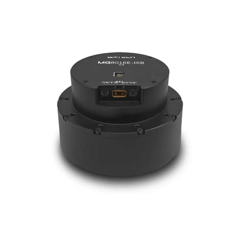 MG8016E-16B dual-encoder planetary gearbox motor with brake, black cylindrical housing and RS485 port