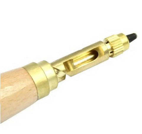 Adjustable Hole Punch For Bookbinding And Crafts With Six Punch Sizes 1.5mm To 4mm Wood Handle Steel Brass Construction No Hammer Needed