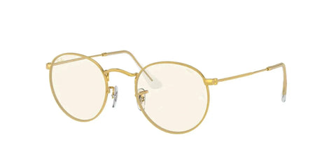 Unisex Round Metal Sunglasses With Evolve Photochromic Lenses Clear To Gray Transition Blue Light Filter Legend Gold Frame 47mm