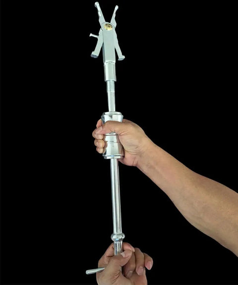 Person holding Double Headed Internal Bearing Puller With Slide Hammer For 16 To 45mm Bearings Featuring Expandable Collets