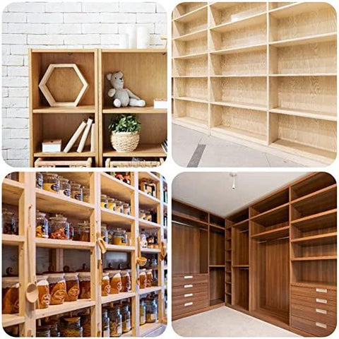 Four different shelving units showcasing organization and storage solutions in various styles and materials