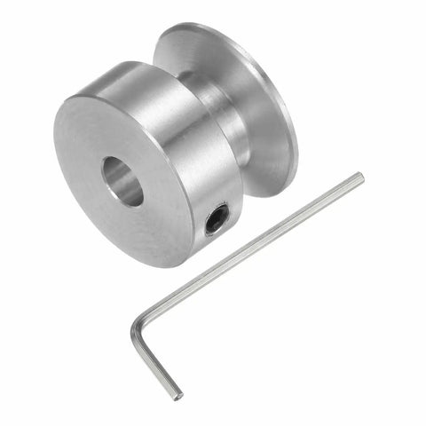 Aluminum Single Groove Pulley With 5mm Bore And 20mm Diameter Including Hex Wrench For Easy Setup. Ideal for compact belt drives.