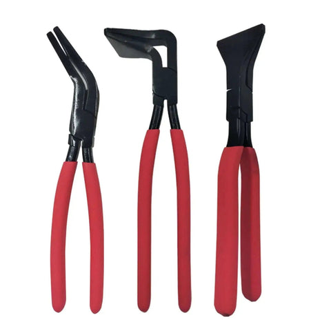 Sheet Metal Hand Seamer with 60mm wide jaws, three head options (straight, 45°, 90°), pro-grade high carbon steel, red grip