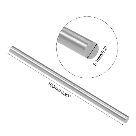 5.1mm Round High Speed Steel HSS Lathe Bar Stock, 100mm Long, ideal for shaft gear drill lathe boring machine projects
