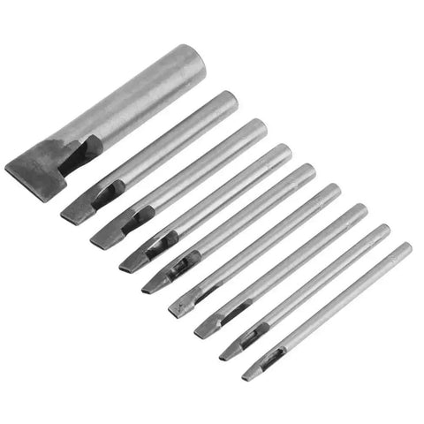 9-piece carbon steel punch set from 2Mm Leather Oval Hole Punch Kit for leatherwork and crafts, perfect for belts and bags.