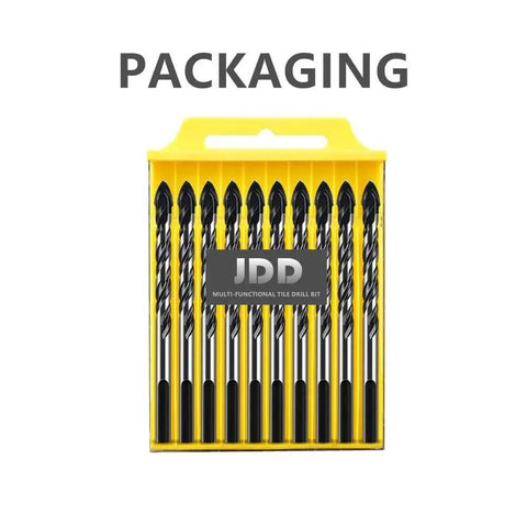 All In One Quarter Inch Carbide Drill Bit Set For Tile Glass Masonry Concrete Marble Ceramic Plastic Wood Brick Cement, packaging view