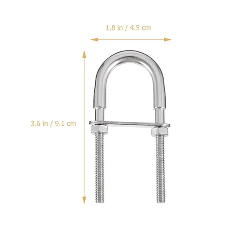 Stainless Steel 304 U Shaped Bolt M6x90 With Nut And Washer for marine and trailer fastening front view detailing measurements.