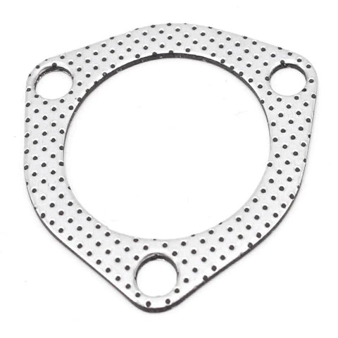 Top view of exhaust gasket, 2.5 inch, 3-bolt flange, graphite with steel reinforcement