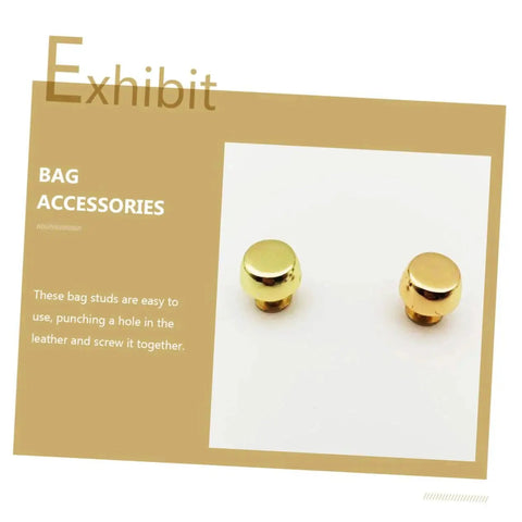 Leathercraft Bag Rivets Set For Purses Belts And Handbags DIY Decoration, close-up of gold metal rivets on white background