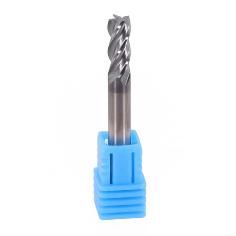 Solid Carbide End Mill 4 Flute AlTiN Coated Milling Cutter for CNC and Manual Machining 6 Millimeter Diameter in blue holder