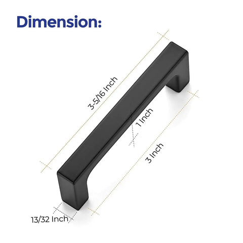 Square Cabinet Handles Set 10 Pack 3 Inch Matte Black Flat Drawer Pulls For Kitchen Cabinets And Furniture Center To Center 3 Inches