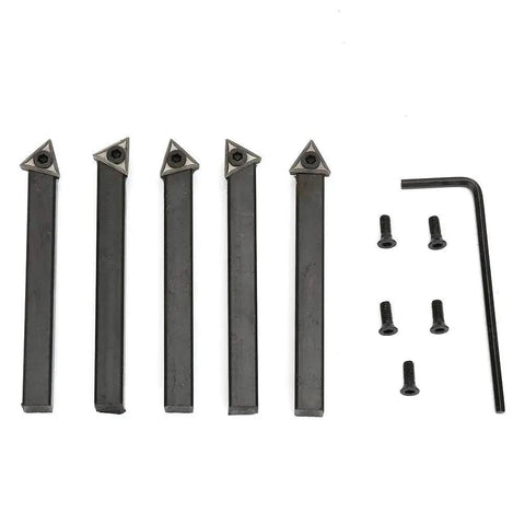 Pro Grade Five Pack One Quarter Inch Indexable Carbide Turning Tool Bits With Triple Cutting Edges For Lathe Machining Replacement Tungsten Carbide Inserts