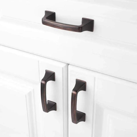 Oil Rubbed Bronze Big Square Foot Cabinet Arch Pull Handle With 3 Inch Spacing 76mm on white kitchen cabinets
