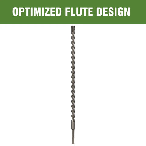 Three Eighths Inch By Eighteen Inch Masonry Drill Bit For SDS Plus Rotary Hammers With Tungsten Carbide Tips Built To Last And Delivers Up To Five Times Longer Life In Concrete Block Brick Stone HLOFIZI displayed vertically showing fluted design