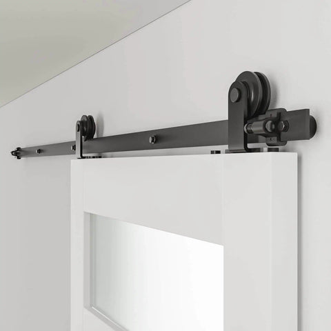 6 Point 6 Foot Sliding Barn Door Hardware Kit Beefed Up With Track And Rails Door Handle Floor Guide Splice Rails Rollers And Stops For A Heavy Duty Single Door Easy Install