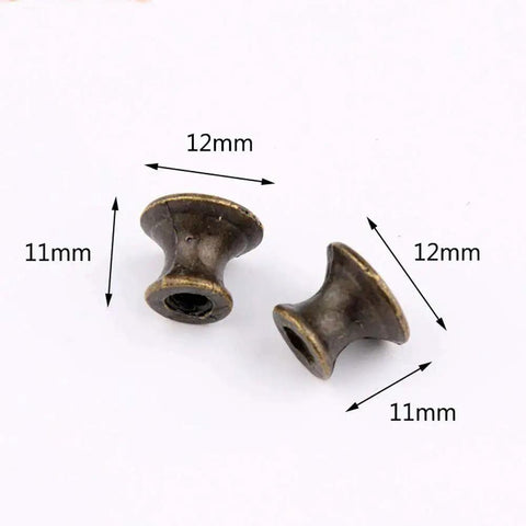 Pair of 10 Pcs Vintage Bronze Drawer Pull Handles Zinc Alloy Mini Metal Knobs for Cabinets and Jewelry Boxes, dimensions shown.