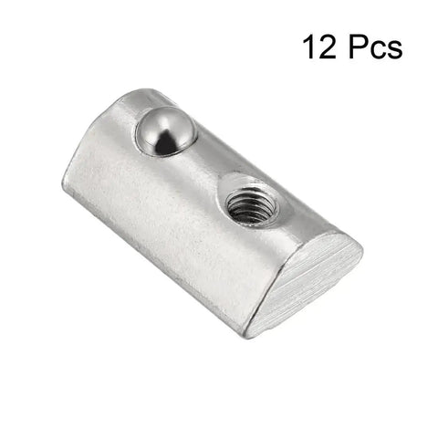 Roll-In Spring M4 T Nut for 4040 Aluminum Extrusion, Ball-Driven Elastic T-Slot Nut for 8mm Groove Depth, Pack of 12