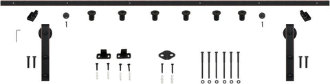 96 Inch Bent Strap Barn Door Hardware Kit In Satin Nickel With Steel Construction And All Mounting Hardware For Doors Up To 48 Inches Wide