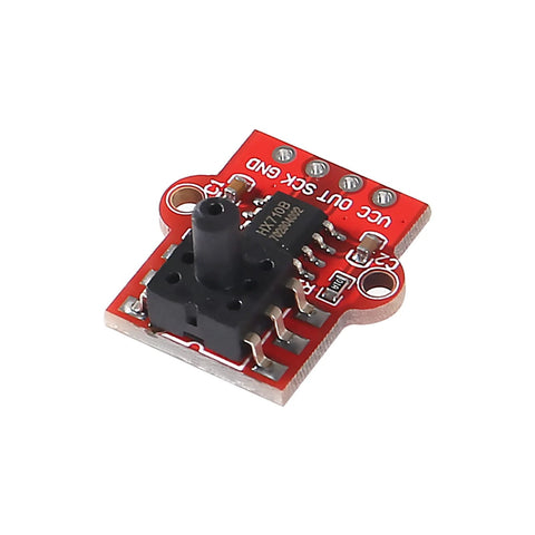 Red AEDIKO air pressure sensor module board with 2.5mm tubing connector, 8-pin IC, labeled VCC GND OUT SCK
