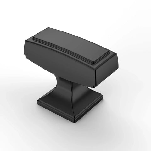 Close-up of a zinc alloy matte black cabinet knob from the 10 Pack 1.4 Inch 35mm Matte Black Cabinet Knobs for Kitchen Cabinets and Dressers.