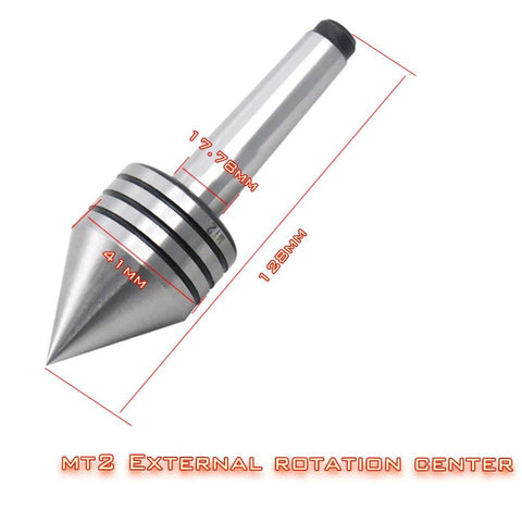 MT2 Heavy Duty Live Tailstock Center For Metal And Wood Lathes with 60 Degree Point and 0.01 Precision showcasing measurements
