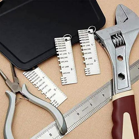 Versatile Metal Thickness Gauge For Welding And Sheet Metal, Stainless Steel One Sided Plated Size Inspection Tool on work surface with tools