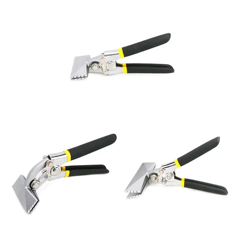 Sheet Metal Bending Pliers Hand Seamer with wide 80mm jaw, ergonomic grip, nickel plated steel, shown in various angles.