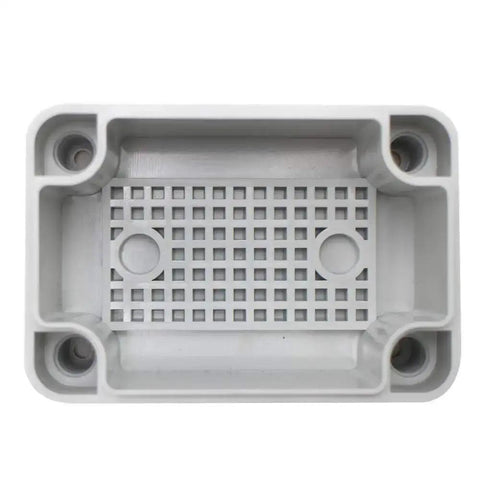 Interior view of Tough As Nails Outdoor Weatherproof Electrical Box Grey IP67 ABS Plastic Case with grid pattern and mounting holes