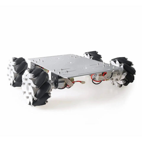 Mecanum Wheel Set Four 100mm Durable Steel Aluminum Frame Mecanum Wheels With Grippy Rubber Rollers For Robot Cars And RC Cars Left And Right Compatible 14162 Industrial Robot Accessories High Grip Low Noise Long Life mounted on a robot platform