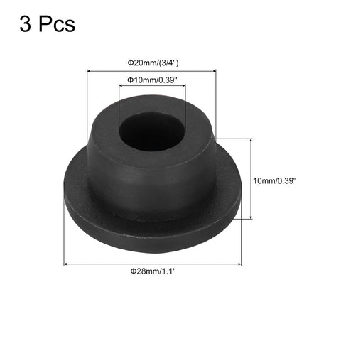 Three Pack T Shaped Silicone Plugs 20mm Diameter Snap In Hole Seal Covers Black Round Rubber Stopper For Kitchen Waterproof Sealing