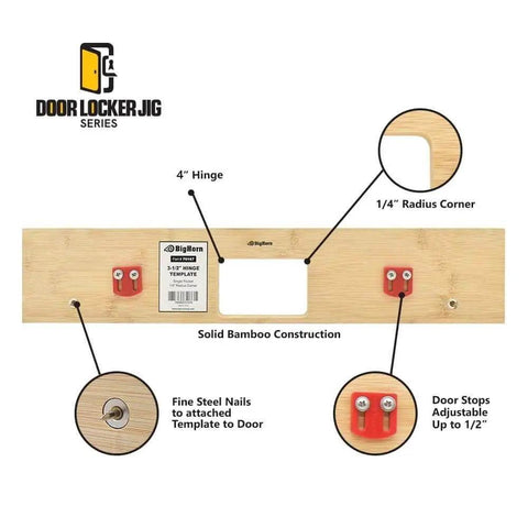 4 Inch Hinge Mortising Template With One Quarter Inch Radius Corners For Doors, Pro Grade Router Jig For Easy Custom Hinge Spacing