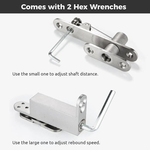 360 Degree Pivot Hinges For Hidden Bookcase Doors Heavy Duty Self Closing Stainless Steel Hinges With Screws For Wood And Metal Doors Smooth 360 Rotation And Auto Closing Create Secret Hidden Doors With A Sleek Modern Look with two hex wrenches included.