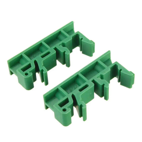 Set Of Five PCB DIN C45 Rail Adapter Brackets For Circuit Board Mounting On 35mm DIN Rail, green plastic brackets