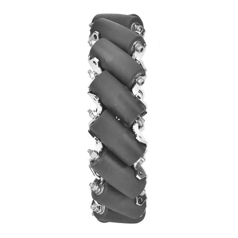 Six Inch Mecanum Wheel Right With Thirty Five Kilogram Load Omni Wheel With Sixteen TPU Rubber Rollers Forty Five Degree Orientation