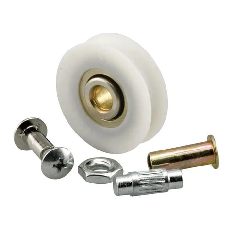 1-1/4 Inch Nylon Ball Bearing Sliding Door Roller Set Two Pack Includes Two Steel Ball Bearing Wheels Axle Pins Roll Pins