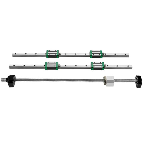 Two HGR20 1500 mm Linear Guide Rails Kit With Four Blocks And RM1605 1500 mm Ballscrew BF12 BK12 Kit Pre Drilled Holes