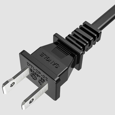 Six Foot Sewing Machine Power Cord AC Cable Replacement, Two Slot Plug, UL Listed 18 AWG Wire, Durable High Quality Power Cord close-up view