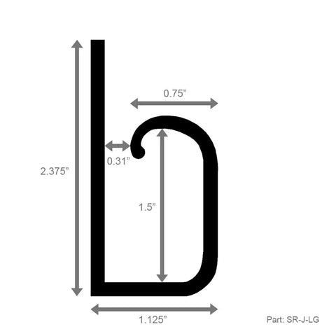 Dimensions diagram of J Channel Cable Raceway With Self Adhesive Backing For Desk, Computer, Gaming And Entertainment Setups, 46 Inch Long Black Cord Organizer for hiding wires and managing cables.