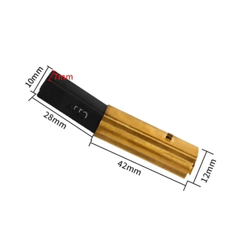 Close-up of 10 Pack Carbon Brushes For Industrial Vacuum Cleaner Motors BF501 BF502 BF822 Replacement Part with dimensions.