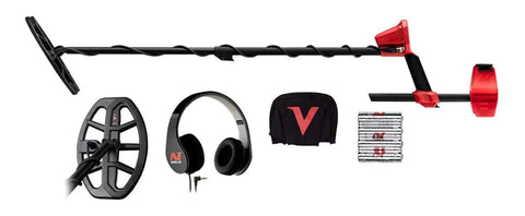 Vanquish 440 Multi Frequency Metal Detector With Multi IQ Technology For All Metals including coil, headphones, rain cover, and accessories.