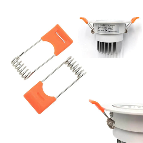12 Pack Recessed Ceiling Light Accessory Tube Spring Clips Orange Downlight Torsion Springs For LED Downlights Panel Lights And Ceiling Fixtures High Elasticity Carbon Steel Wire With Durable Plastic Handle
