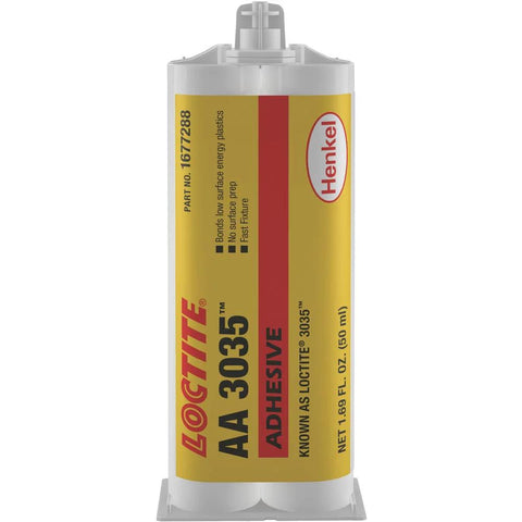 Front view of 3035 Clear Amber Polyolefin Bond Adhesive For Low Surface Energy Plastics And Metals, 1:1 mix, 50ml tube