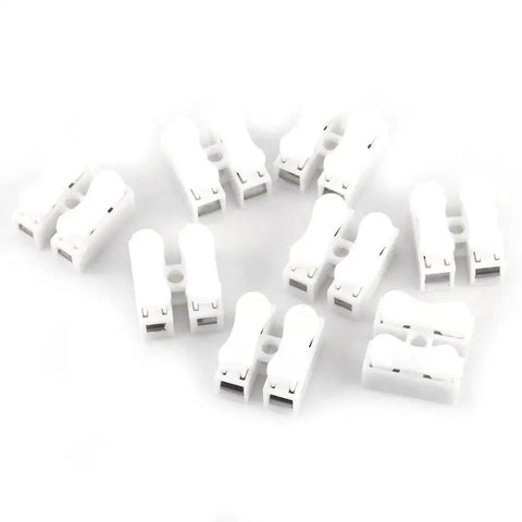 2 Pin Push Wire Connector Kit 100 Pcs 5A White LED Wiring Terminal Clamp displayed on white background