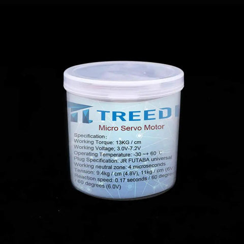 Front view of Treed Micro Servo Motor jar, 2-piece MG996R high-torque metal gear servos